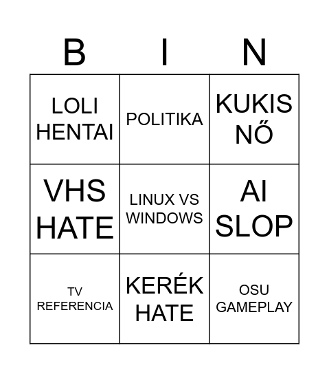 HTVL BINGO Card