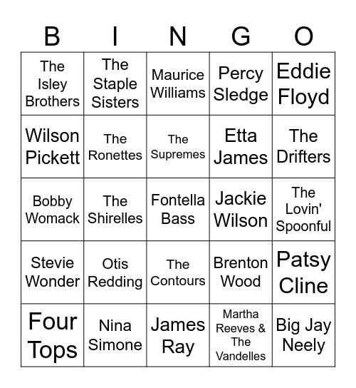 V bingo 1 Bingo Card
