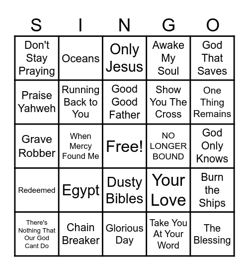 MT WORSHIP SINGO Bingo Card