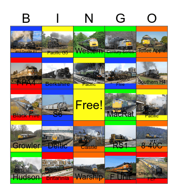 Railroads 2000-2010 Bingo Card