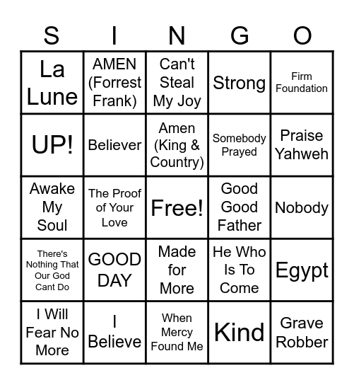 MT WORSHIP SINGO Bingo Card