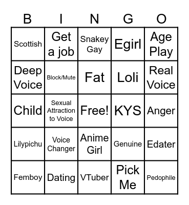 Kitt getting harassed drinking board Bingo Card