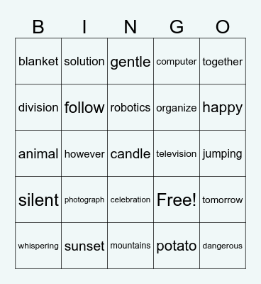 Robot Bingo Card