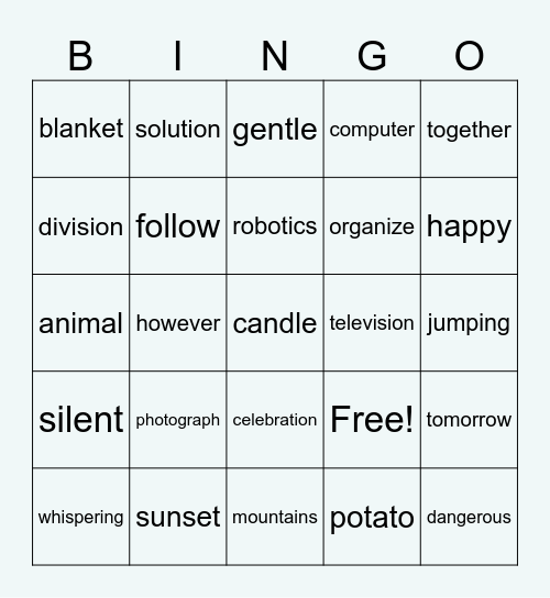 Robot Bingo Card