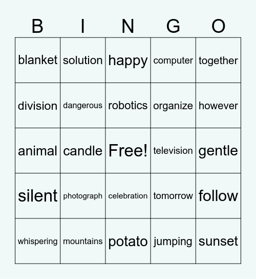 Robot Bingo Card