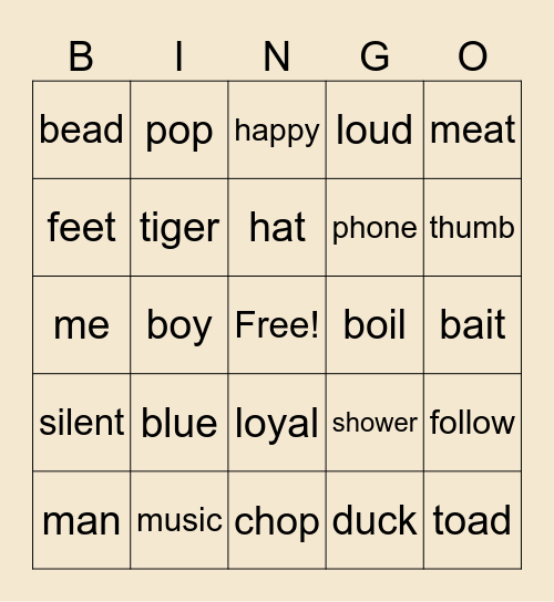 Robot Bingo Card