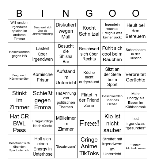Cedric Bingo Card