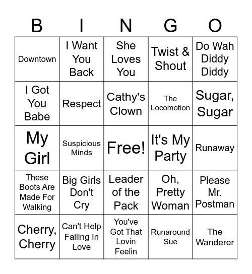 playlist A Bingo Card