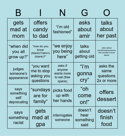 gma bingo Card
