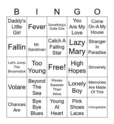 playlist B Bingo Card