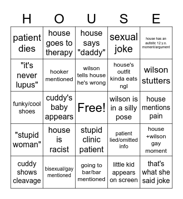 House M.D. BINGO Card