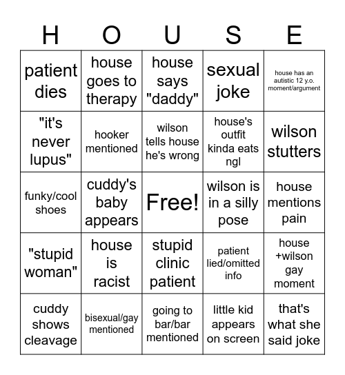 House M.D. BINGO Card
