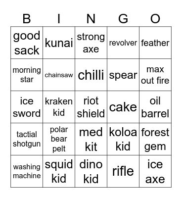 99 nights in the forest Bingo Card