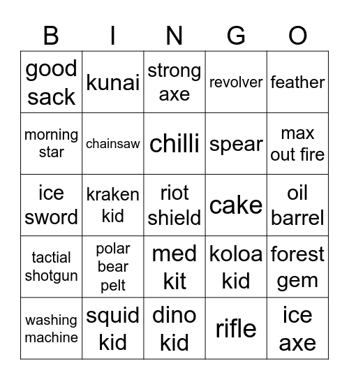 99 nights in the forest Bingo Card