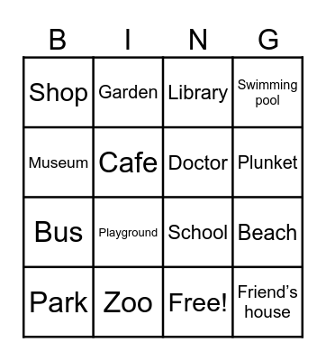 Where to go with Children Bingo Card