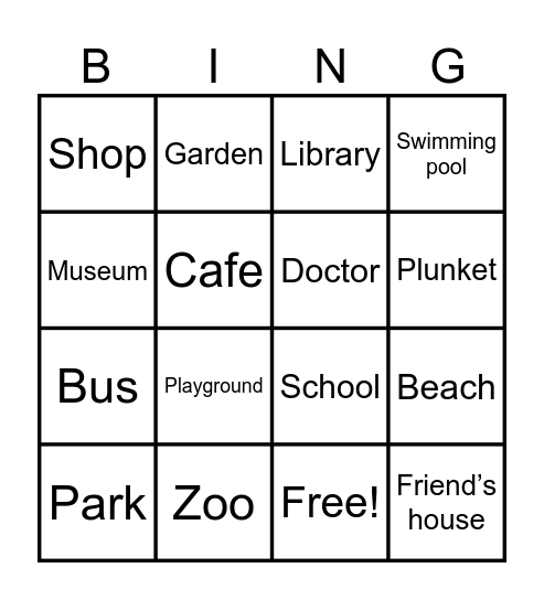 Where to go with Children Bingo Card