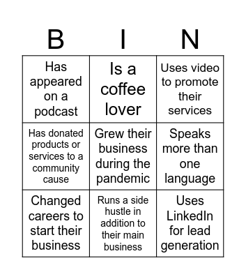 Networking BINGO Card