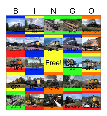 Chicago and North Western Railroad Bingo Card