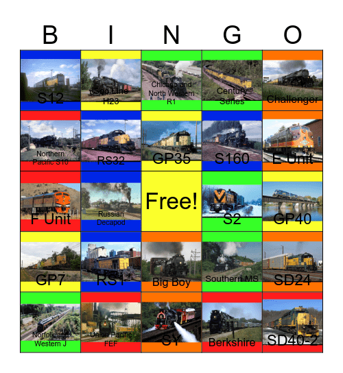 Chicago and North Western Railroad Bingo Card