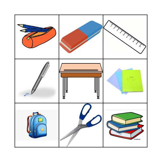 Classroom objects Bingo Card