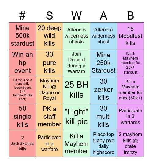 Swab Clan Bingo Card