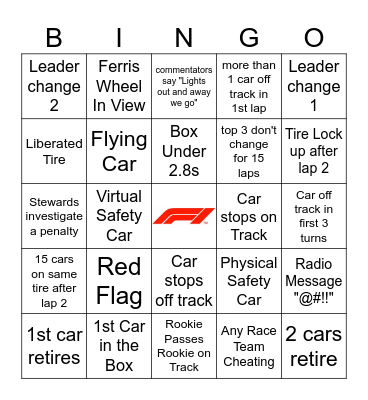 Italian GP 2025 Sep 7 Bingo Card
