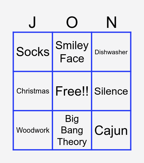 Bingo with Jon Bingo Card