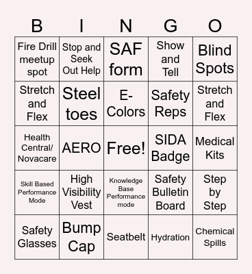 Safety Bingo Card