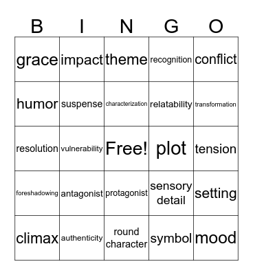 Storytelling Vocabulary Bingo Card