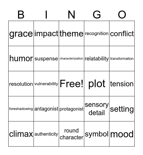 Storytelling Vocabulary Bingo Card