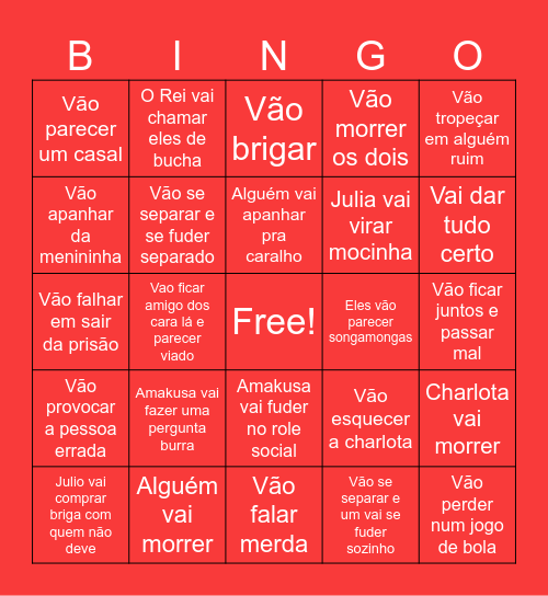 Bingo da Prisão Bingo Card
