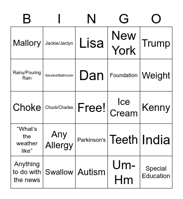 Bubbie Bingo Card