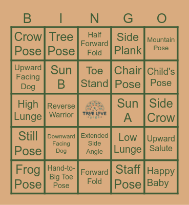 True Love Yoga Bingo Card