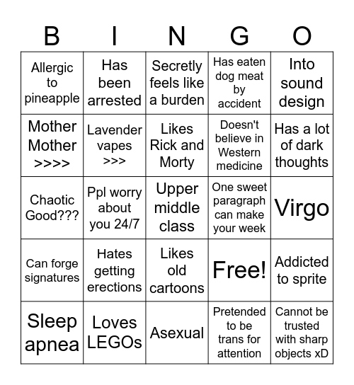 Buzz's Bingo Card