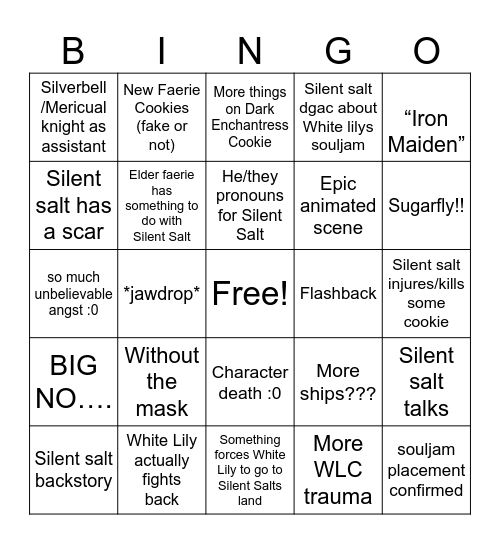 CRK silent salt bingo Card