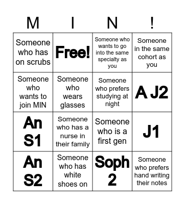Get To Know Me Bingo Card