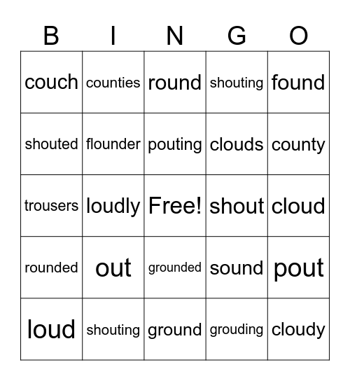ou says /ou/ loud Bingo Card