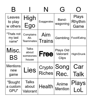 Mason Bingo Card