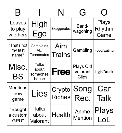 Mason Bingo Card