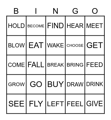 PAST TENSE VERBS Bingo Card