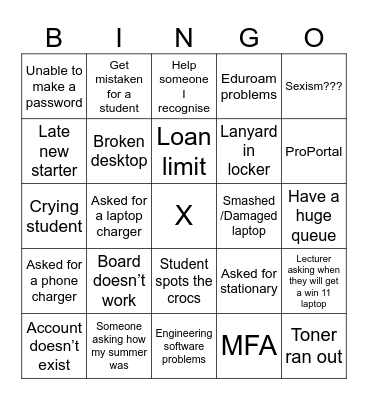 First Day Academic Year 2025 Bingo Card