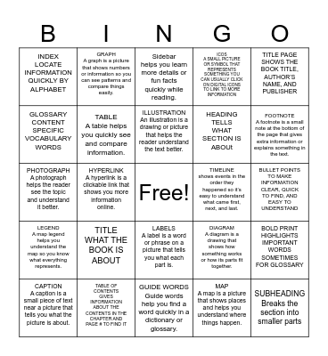 TEXT FEATURE BINGO Card