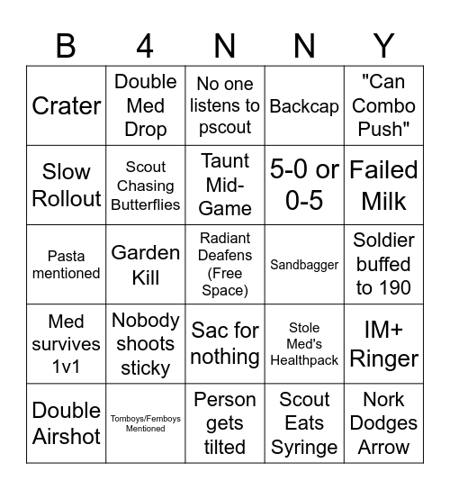 CM Scrim Bingo Card Bingo Card