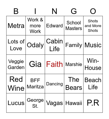 Becky's Bingo Card