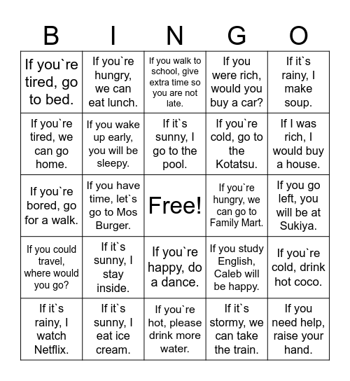 If Bingo Card