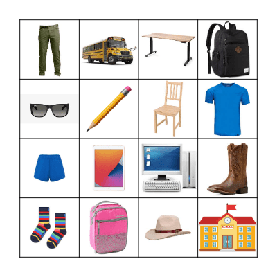 September Vocabulary Bingo Card