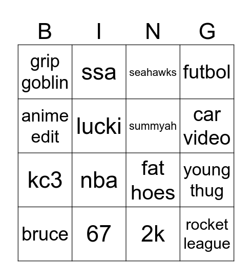 tiktok bingo+ Bingo Card