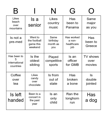 Welcome to GMB Bingo Card