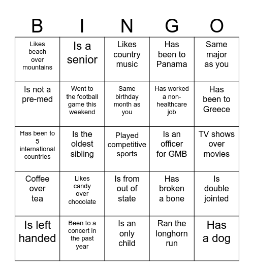Welcome to GMB Bingo Card