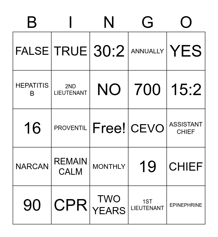 CARD ONE Bingo Card